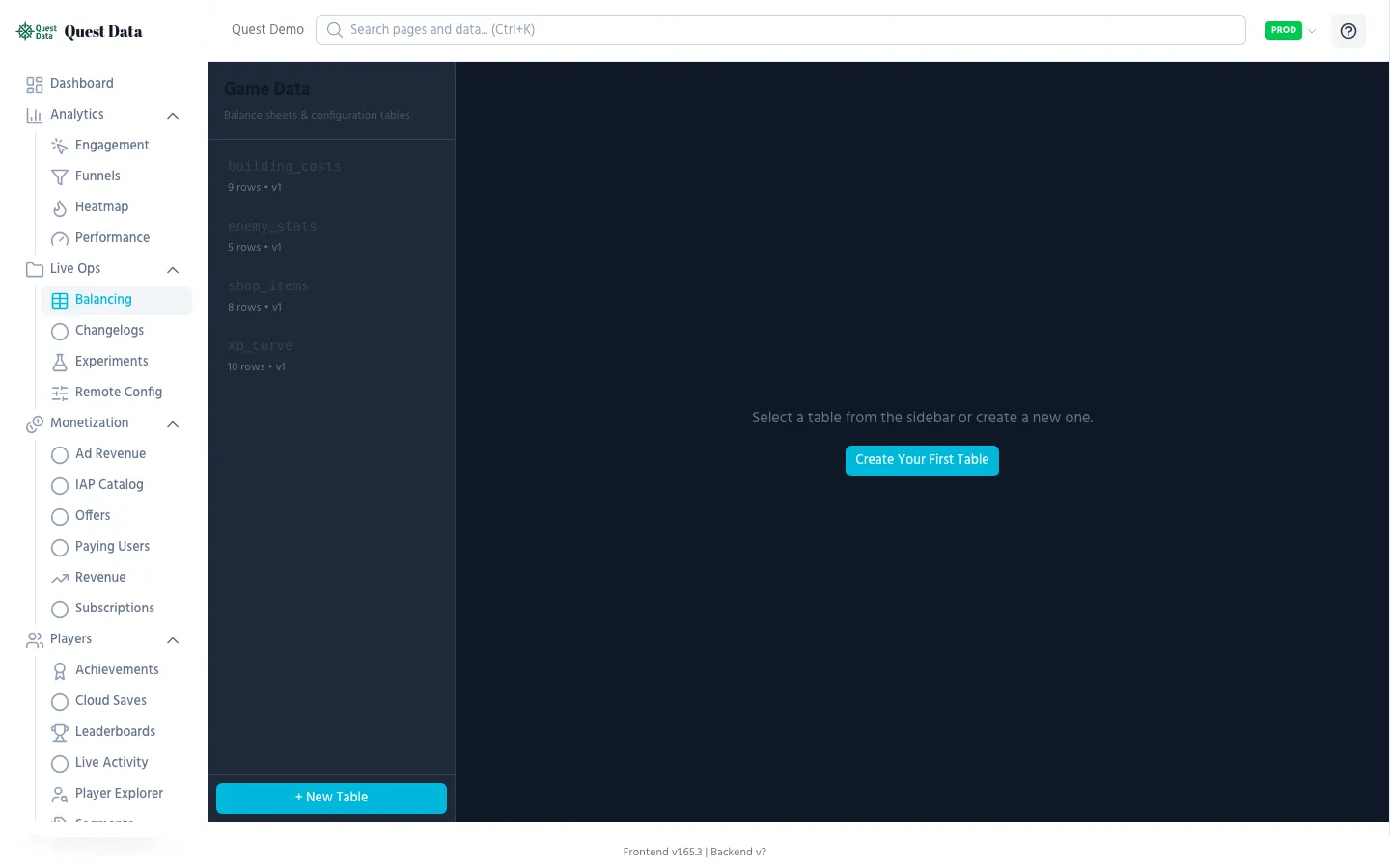 Game Data AG-Grid editor with item balance sheet